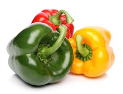 Green, yellow and red peppers
